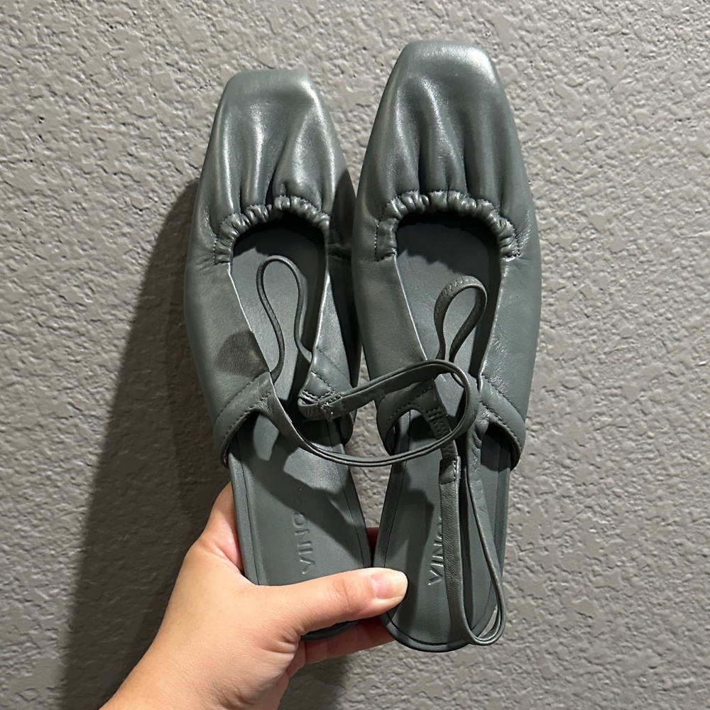 Vince Gray Leather Flats